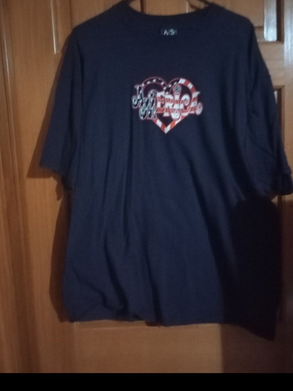 Navy Blue Graphic Tee with Heart Motif